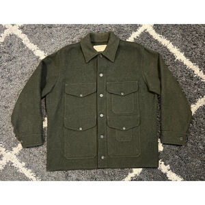 USA Filson Double Mackinaw Vintage Cruiser Coat Jacket Wool Green 26" x 29.5"